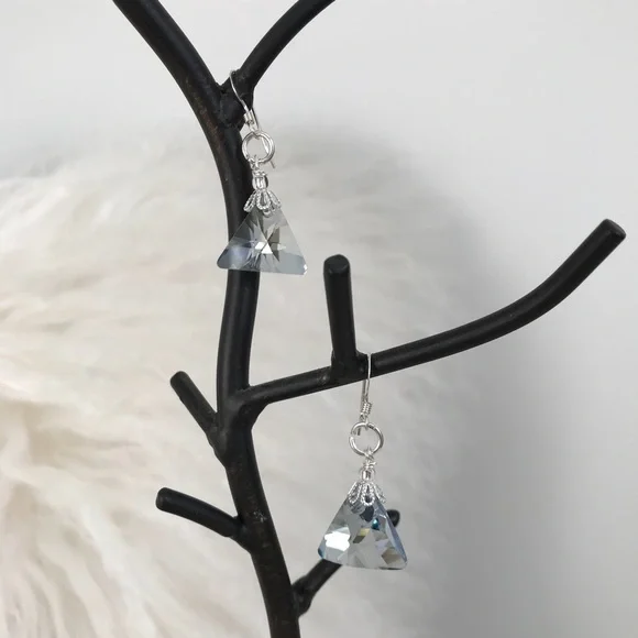 Handmade Custom designed Swarovski Sterling earrings One of a Kind Handcrafted